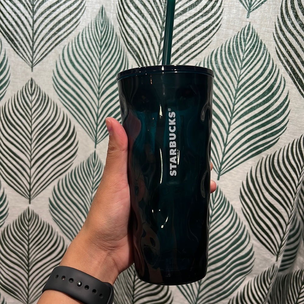 Starbucks FALL Starbucks Metallic Green Glass Tumbler 18oz